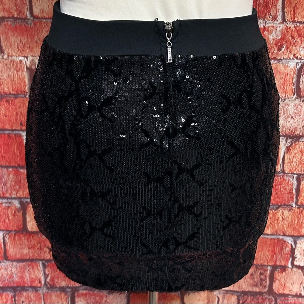 Guess Black Sequined Snakeskin Patterned Mini Ski… - image 4